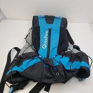 Quechua Diosaz Raid 17 Backpack Bladder Pockets Multi Zip Blue Black Gray 19"